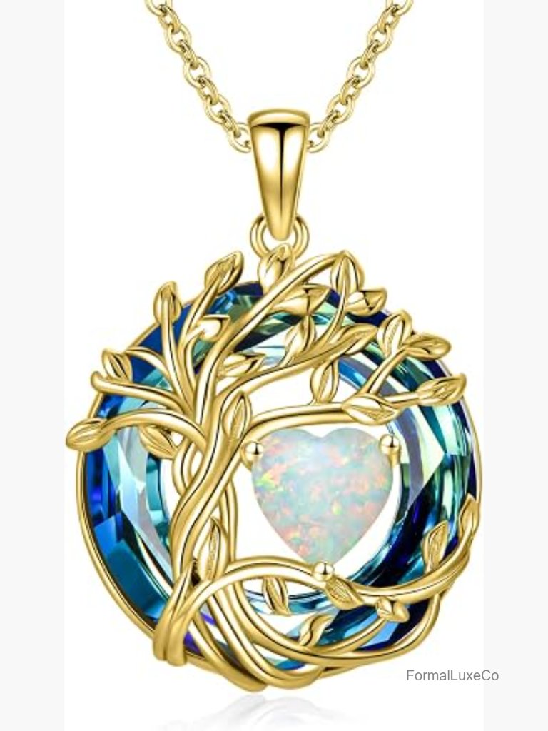 Tree Of Life Birthstone Pendant Necklace Sterling Silver 18"